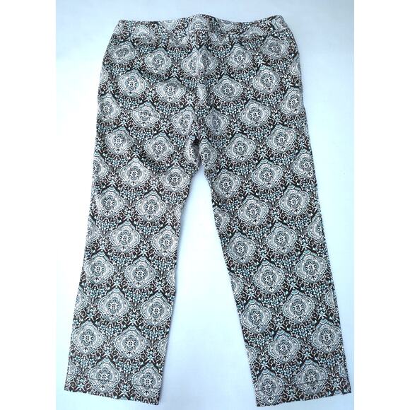 Ann Taylor Signature Capri Pants Paisley Brown Blue Cream Stretch Women's Siz 10 - Picture 6 of 6